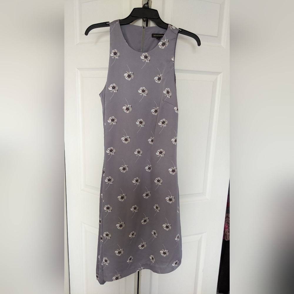 Banana Republic Gray Floral Midi Dress